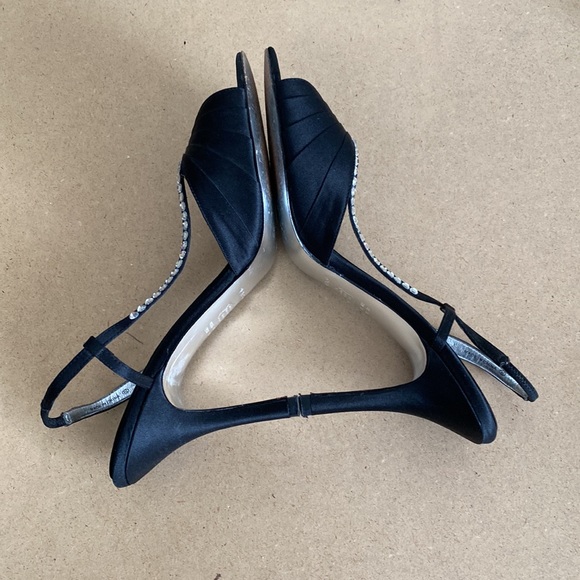 Nina Leather Sole Satin Fabric Upper with Diamonds Detail. Size 8 - Picture 6 of 9